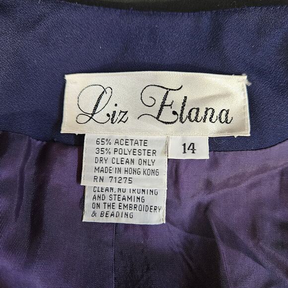 VTG Liz Elana Navy & Gold Blazer Size 14 Button Front Grandmacore Mature - Picture 7 of 12